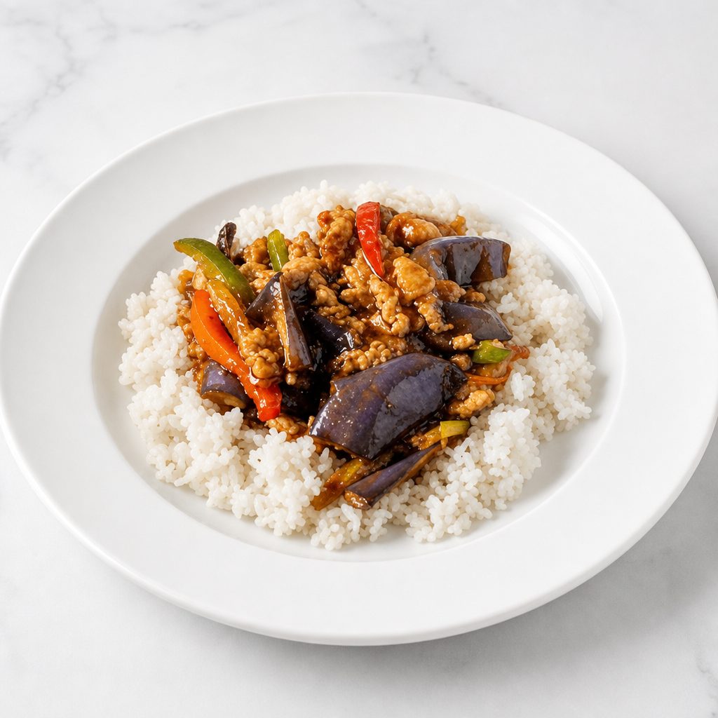 Chicken with Eggplant in Garlic Sauce.
