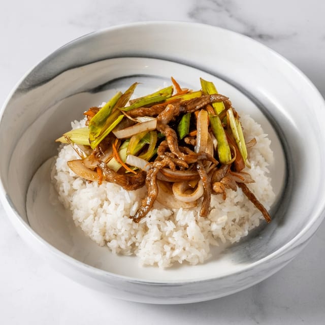 Sautéed Pork with Fresh Leeks Lunch.