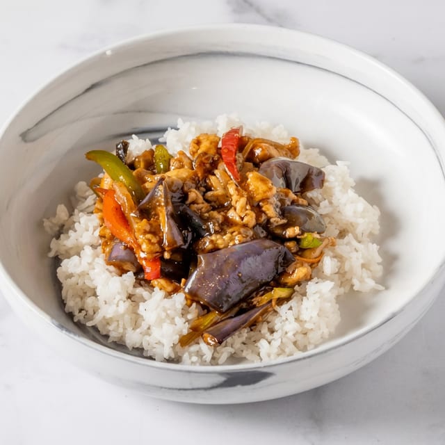 Chicken with Eggplant in Garlic Sauce.